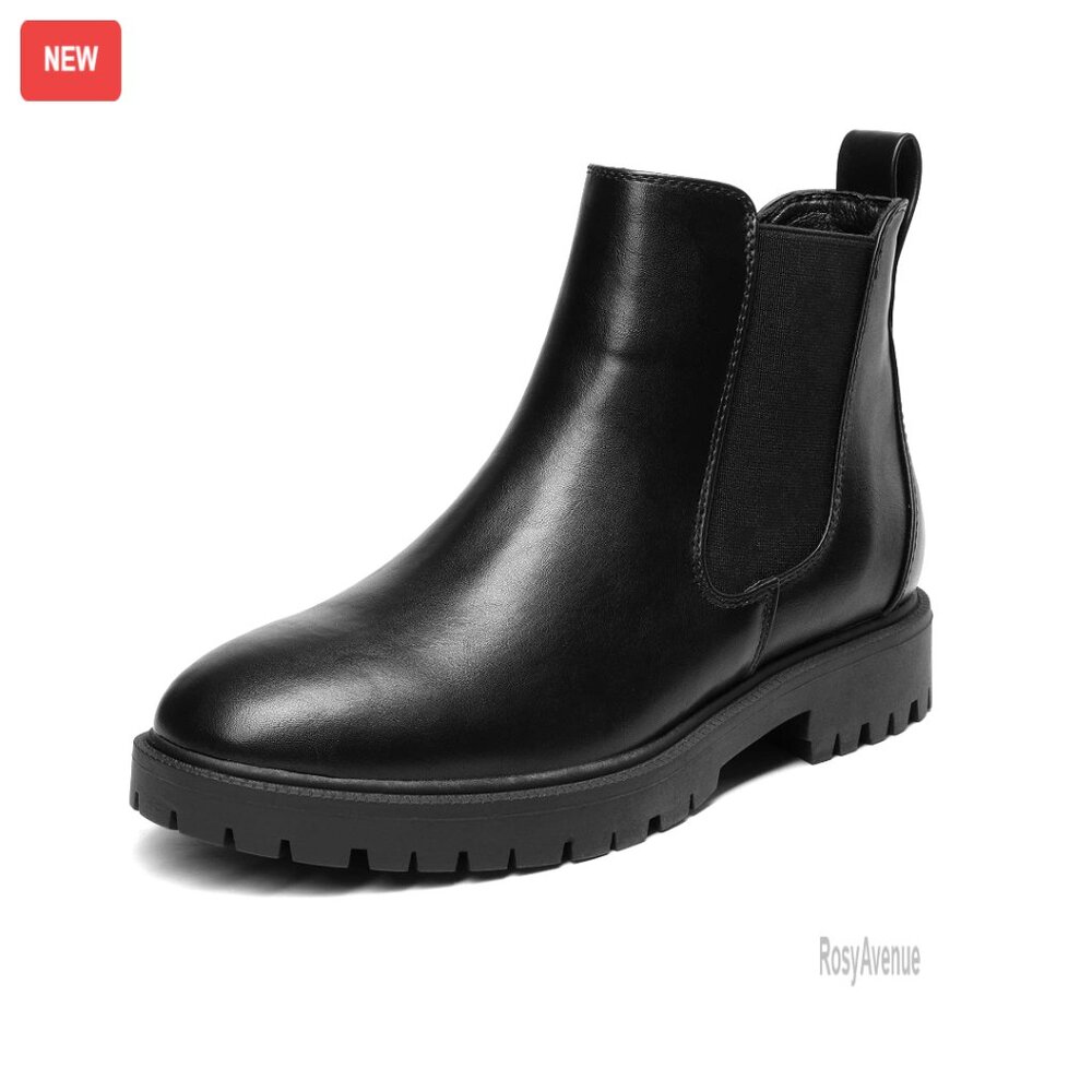 Women's Low Heel Chelsea Ankle Boots Slip On Elastic Fall Booties Shoes
